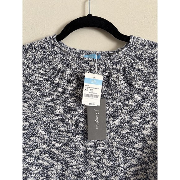 NWT J McLaughlin XS Martie Raglan Sleeve Crewneck Sweater Knit Navy White Preppy - Picture 2 of 5